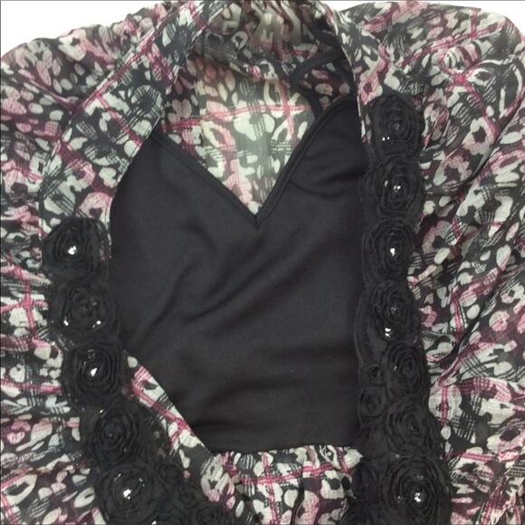 XOXO Sheer Floral Blouse 
Medium Black Purple - Picture 6 of 6